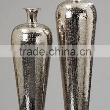 Hammered Large decorative floor standing vases in Aluminium