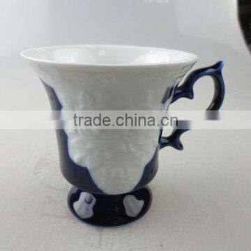 ceramic tea cup with embossed flower design