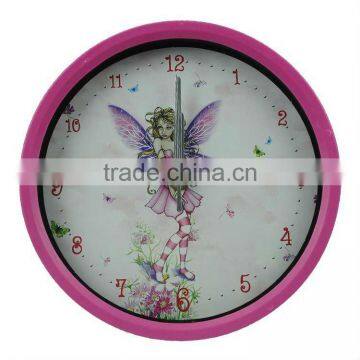 Small round ultra quiet bedroom wall clock - Angel's wing