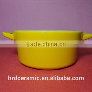 Stocked Korean Style Colorful Yellow High Ceramic Soup Pot
