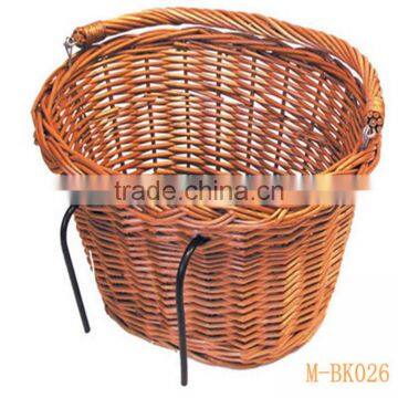 some wicker bicycle basket with handle