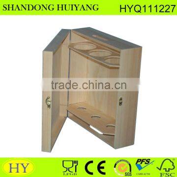 custom unfinished wooden wine crate box for 3 bottles