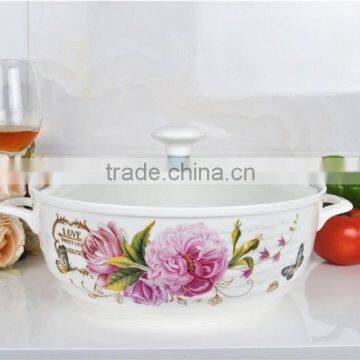 10" Ceramic Microwave Pot With Glass Lid photo-3