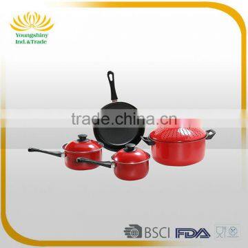 Red Carbon Steel 7PC Strainer Cheap Cookware Set