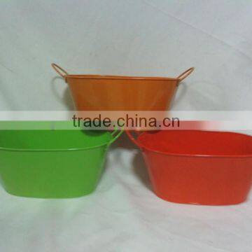 oval coating metal flower planter with ears