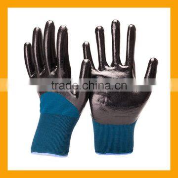 ZMSAFETY High Elastic Nylon Liner Nitrile Gloves Oil Resistant Nitrile Labor Gloves Black Smooth Finish Nitrile Gloves photo-2