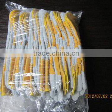 Cow Split Leather Safety Glove With Patch Palm Yellow Cotton Drill Back photo-2