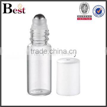 Cosmetic Fragrance Perfume Bottle Roll on 5ml 10ml 12ml Clear Stainless Steel Roller White Plastic pp Cover Bottle Perfume photo-2