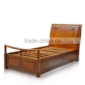 Bed Room Furniture Single With Storage And Drawers Natural Teak Wood photo-2