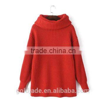 Fashion High Quality Long Sleeve Turtleneck Brown Pullover Sweaters for Women photo-2