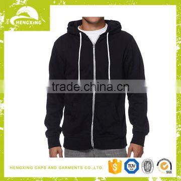 Men black cheap custom blank zip up hoodies