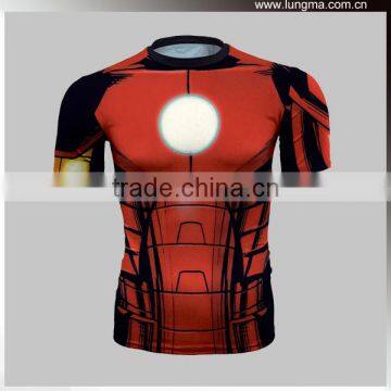 85% Polyester 15% Spandex Short Sleeves Sublimated Compression Shirt / Rash Guard with custom Design