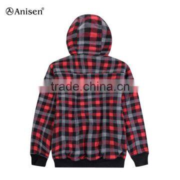 2017 Oem Service Factory Windproof Plaids Warm Bomber Men Polar Fleece Coat photo-2