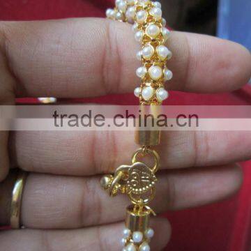 Gold Chain Crystal Payal ANKLETS Pair Feet Bracelet photo-3