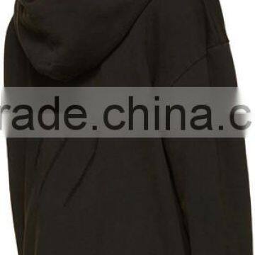 French Terry Hoodie at Hood Text Emdroidery Printed in White at Frontrib Knit Cuff Rib Knit Hem Tonal Stitching 100% Cotton photo-3