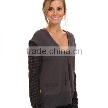 Women False Two-piece Sweatshirt With Scoop Neckline Features Adjustable Collar photo-3