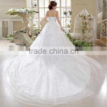Manufacturers Wholesale Shiny Bride Wedding Dress 2016 New Puff Skirt Thin Towel Large Net Tailgate Harness photo-3