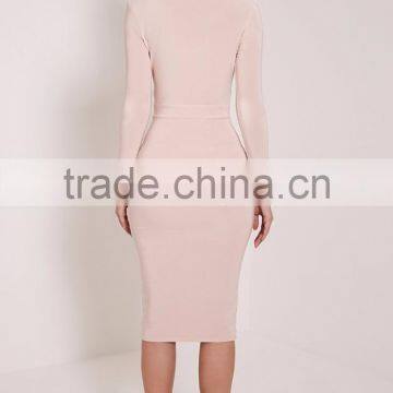 Top Quality Open Back Off Shoulder Criss-Cross Bandage Plain Color Evening Dress With V Neck photo-2