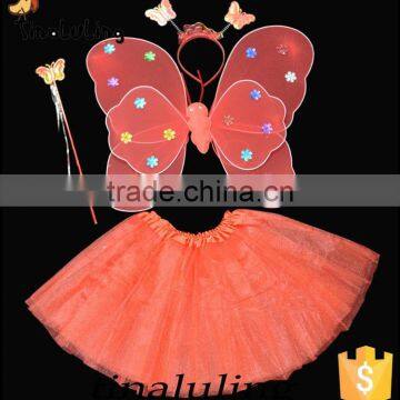 wholesale new orange fancy girls dress up costume handmade nylon fairy wings for parties