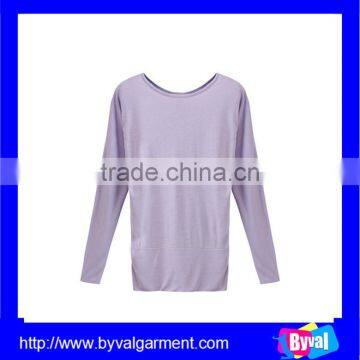 Wholesale Cotton Lilac Modal Blank Long Sleeve Bulk O Neck Tshirts for women