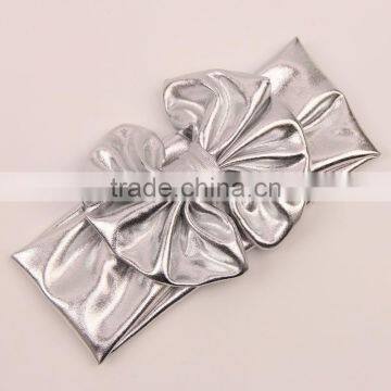 Cool Baby Girls Metal Color Headband 2017 Newborn Kids Elastic Cotton Hair Band Bows Hair Accessories photo-2
