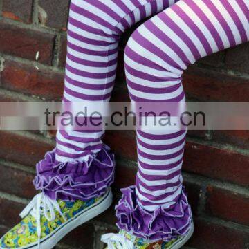 Toddler Girls 95% Cotton 5% Spandex Icing Legging Purple And White Striped Pants