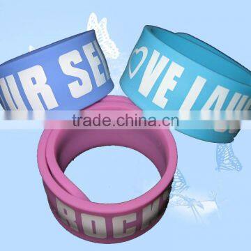 logo printed wide slap wristbands