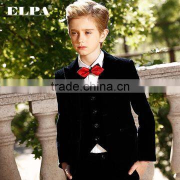 Slim Fit Black Velvet Plain Seat Boys Formal Suit photo-3