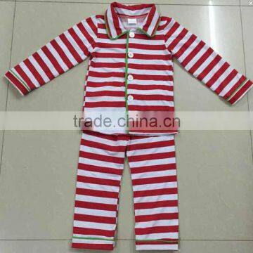 2016 High Quqlity Green and White Stripe Kids 100% Cotton Pajamas Children's Sleepwear Clothing Set Wholesale photo-4