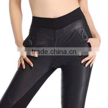 EY0055L 2015 New Autumn and Winter Leather Women PU High Waist High Elastic Leggings photo-2