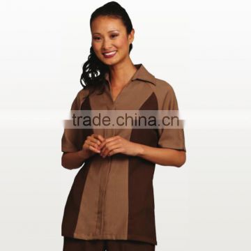 High-Quality Raglan Short sleeve 100% Recycled Polyester Dual Tone Housekeeping Tunic for Women