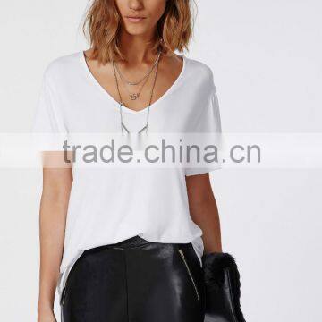 2015 Wholesale v Neck Loose Short Sleeve Women t Shirt Custom Plain t Shirt photo-2