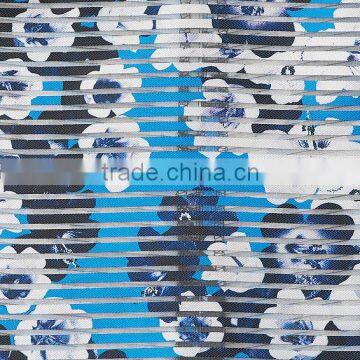 Women New Fashion Round Neck Jacquard T Shirt Digital Floral Printed With Stripes Tops for Ladies photo-3