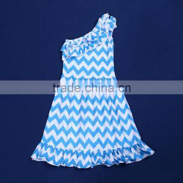 XF-422 Wholesale summer one-shoulder chevron dresses for little girls children's frocks designs fancy baby frocks kids dress