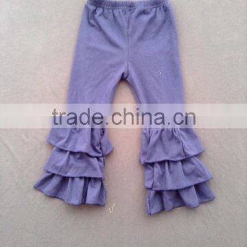 Handmade soft wholesale baby girls light purple colors triple ruffled legging pants kids trousers child pants XF-264