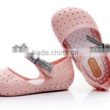 Shining Side Bow Hook and Loop Type Mini Melissa Jelly Shoes photo-4