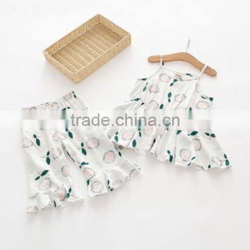 Wholesae Cotton Soft Flower Printing Tops and Pants Set Baby Girl Summer Set