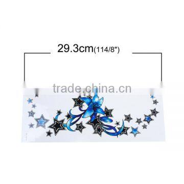 Paper Removable Waterproof Temporary Sternum Tattoo Sticker Body Art Blue Star Pattern Leg Temporary Tattoos photo-2