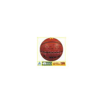 Durable indoor TPU leather Laminated Basketball 7# with Rubber badder