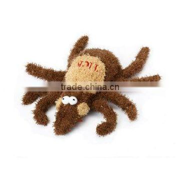 grey plush spider dog toy