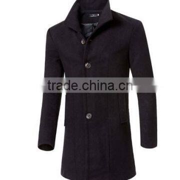 Fashion Brand Winter Mens Wool Jacket Single Breasted Slim Fit Solid Men's Wool Coat Men Long Overcoat photo-2