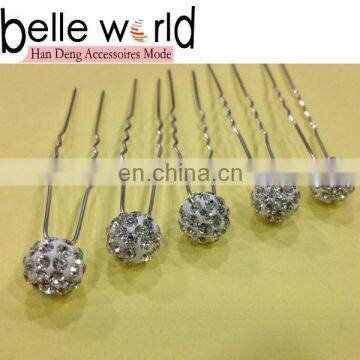 Round Hair Pin Stick Hair Bun Hair Fork with Stone