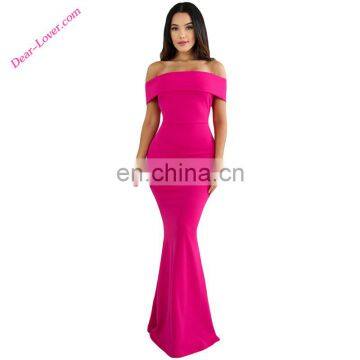 Wholesale Rosy Foldover Off Shoulder Slinky party wear long dresses women party dress