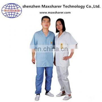 Maxsharer manufacture esd antistatic short sleeve shirt for cleanroom work