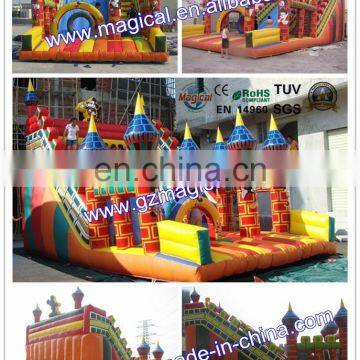 Hot commercial inflatable slide with jumping part for kids party