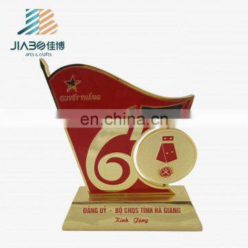 65 number flag corporate metal award trophy with customed