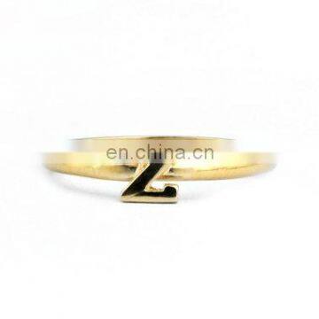 Simple design wholesale gold plated name initial alphabet finger ring z