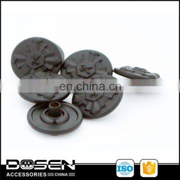 Custom Matte Black Decorative Emboss Floral Shape Metal Snap Press Button Snap Fasteners for Clothing Jacket Coat Leather Shirt