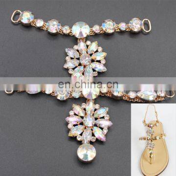 Cheap AB color lady sandal ornament Shoe Chain Decoration Rhinestone Decorations For Shoes