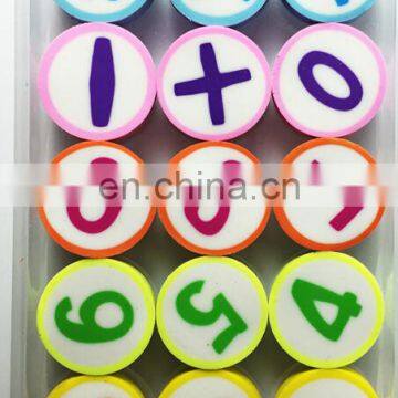 Numbers and plus shape student using shool eraser set